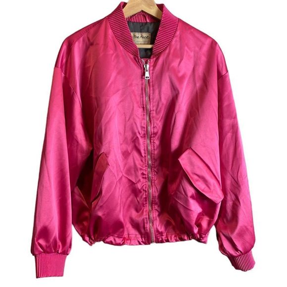 Free People Jackets & Blazers - Free People satin bomber jacket Barbiecore